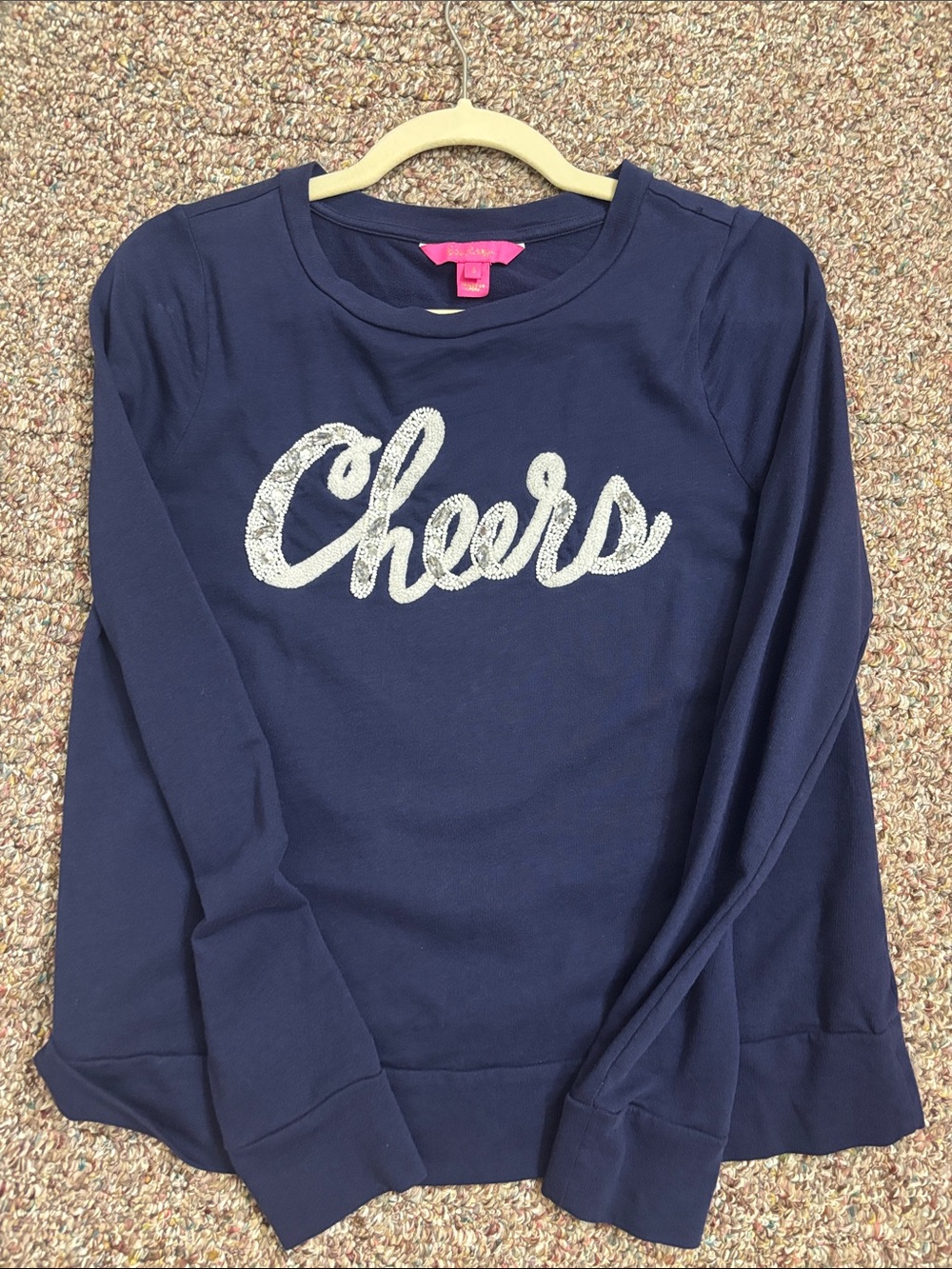 Lilly Pulitzer Navy Long-Sleeve 'Cheers' Sweatshirt
